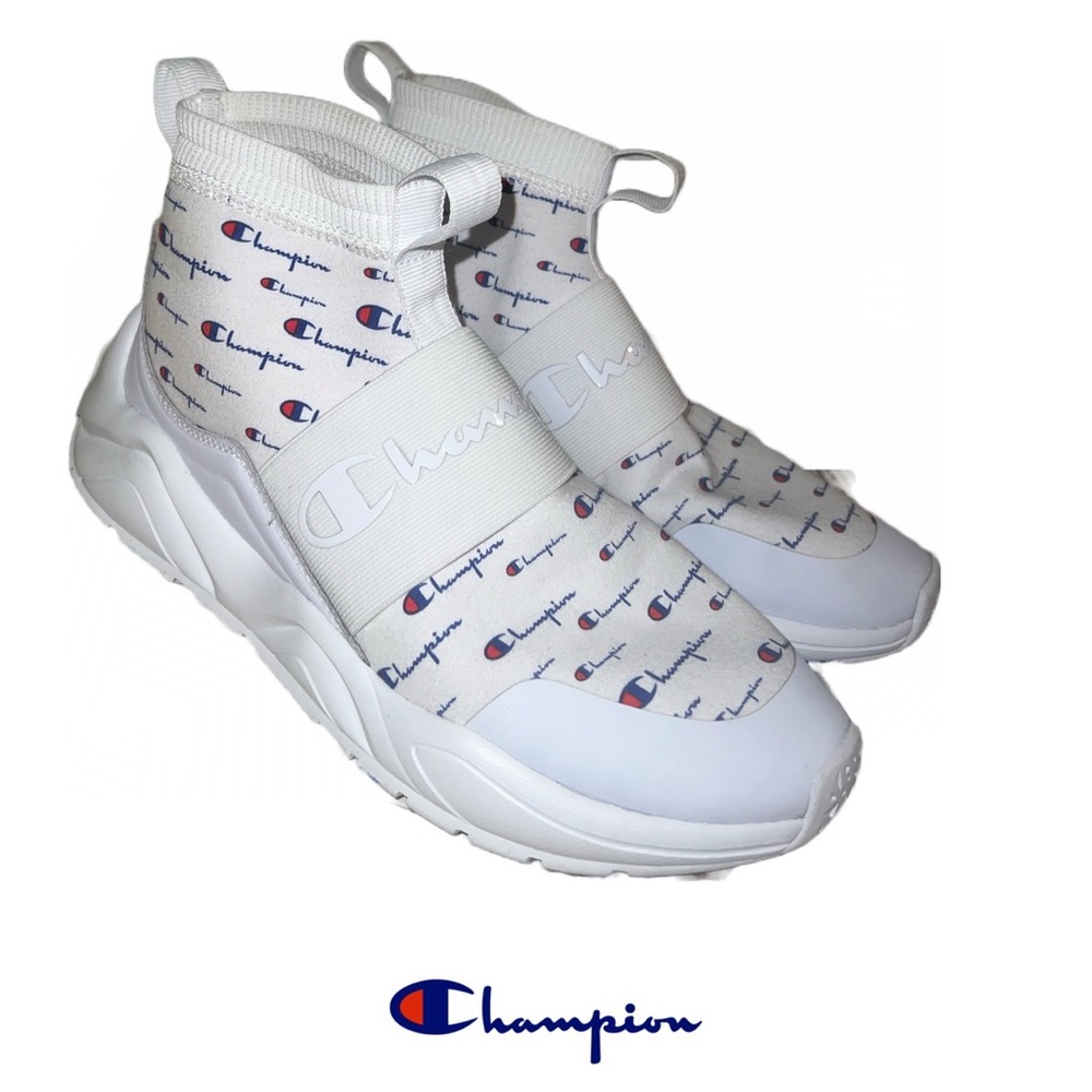 Champion | Women’s White Hightop Logo Sneakers | Size 10
